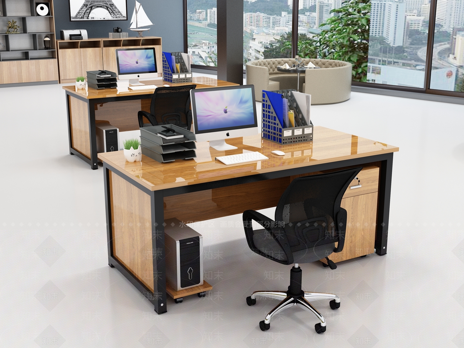 现代办公桌椅3D模型下载【ID:1140399679】