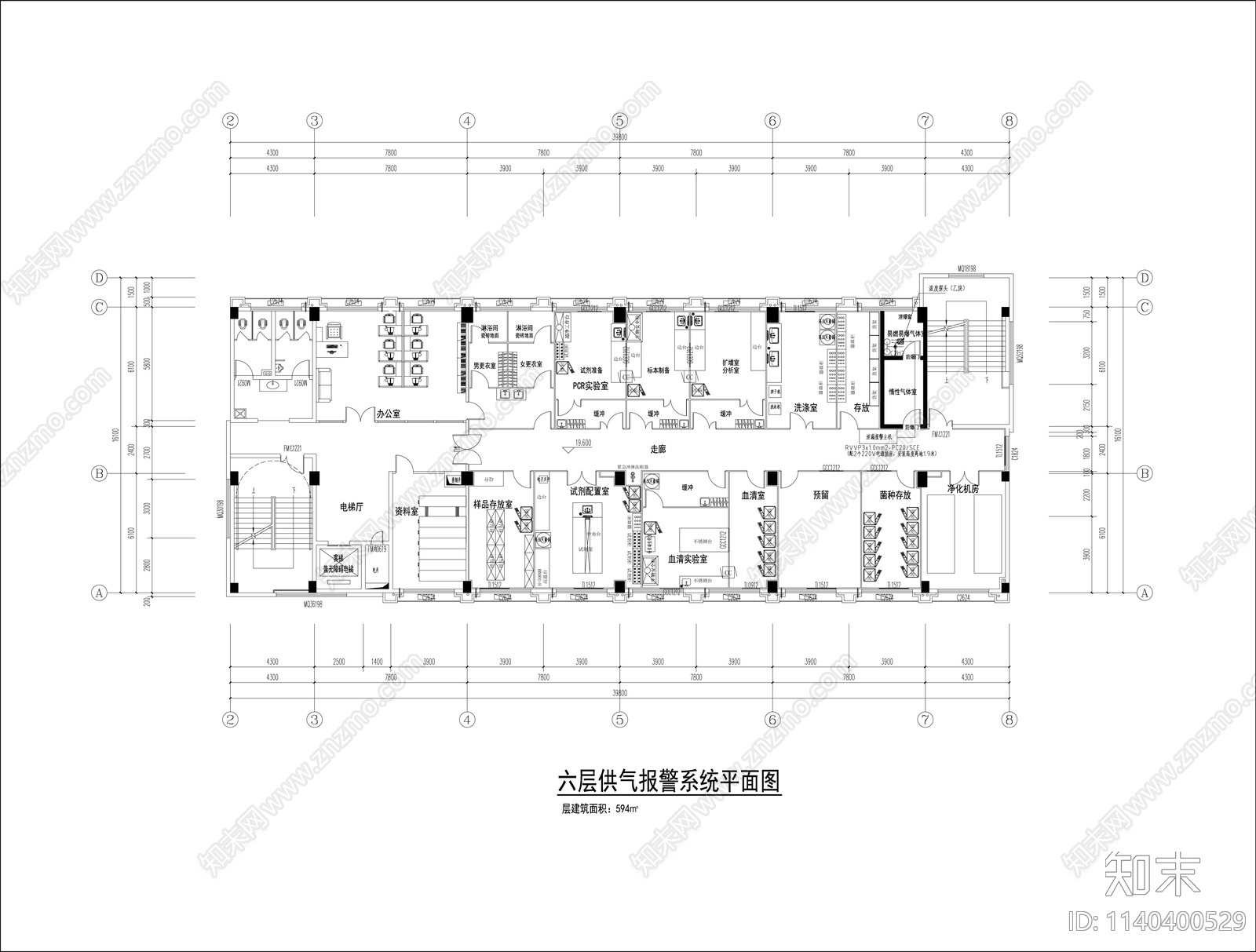 疾控中心实验室供气报警系统cad施工图下载【ID:1140400529】