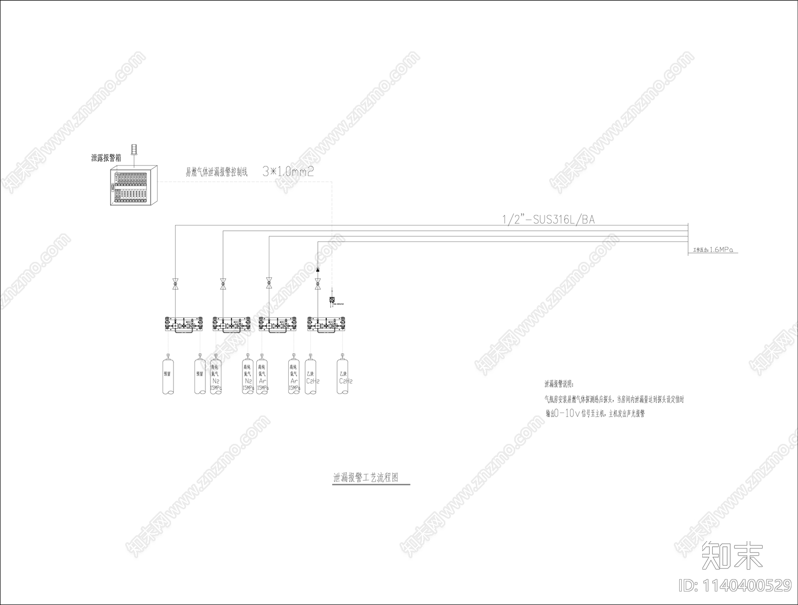 疾控中心实验室供气报警系统cad施工图下载【ID:1140400529】