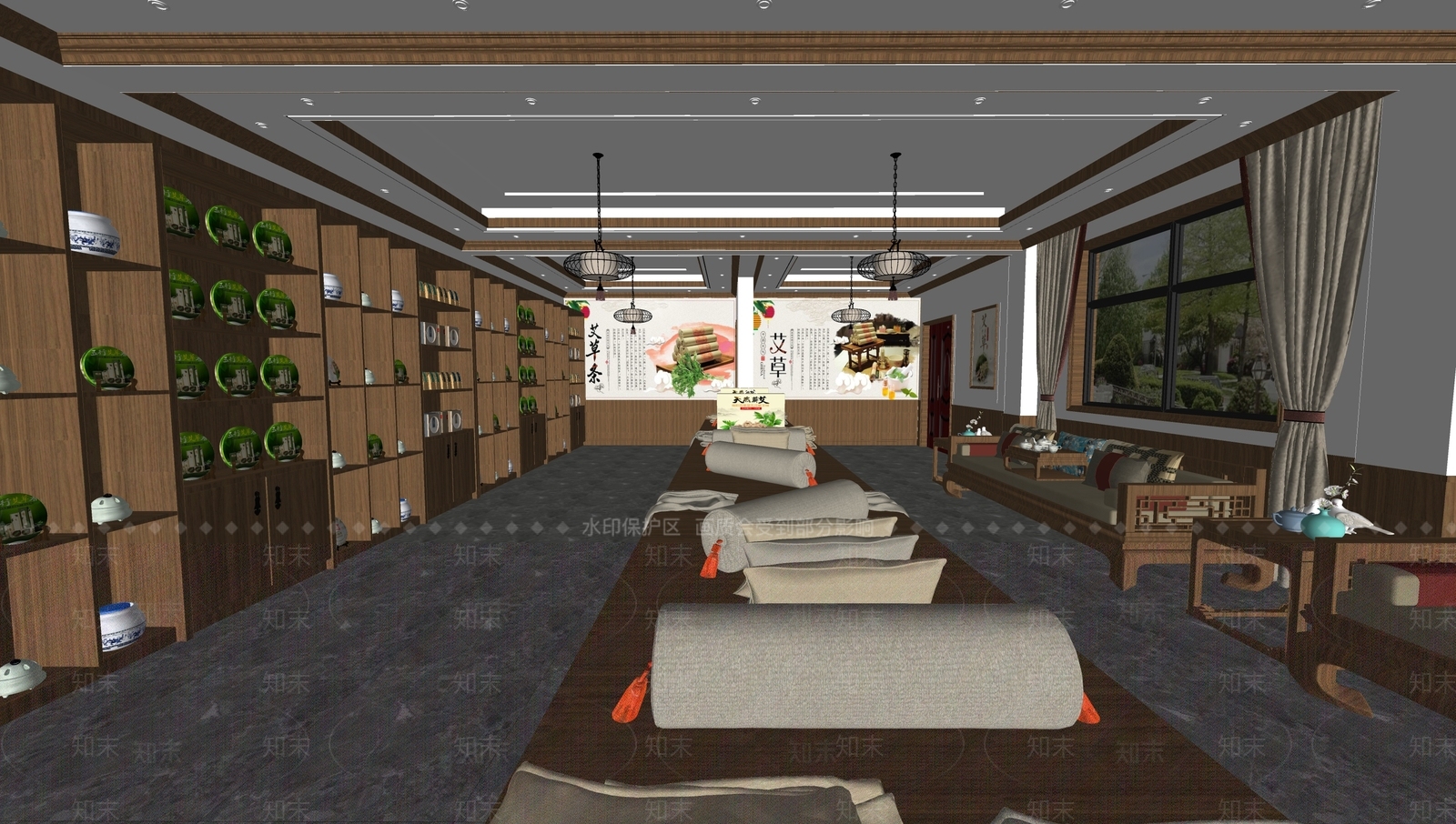 现代艾草展厅SU模型下载【ID:1140401469】