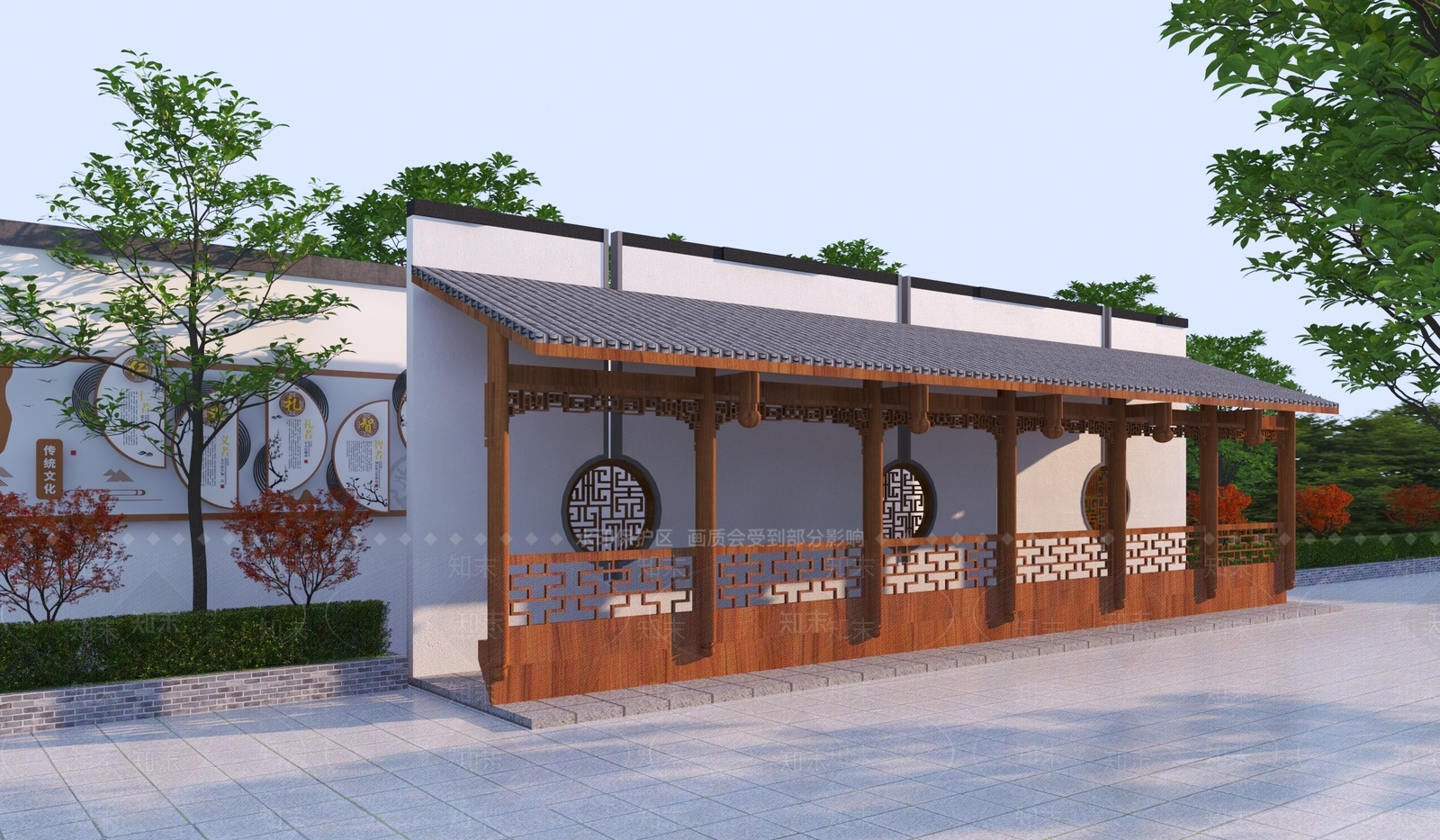 中式景观廊架3D模型下载【ID:1140402224】
