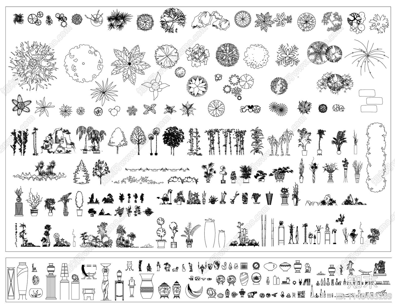 家具装饰植物cad施工图下载【ID:1140403269】