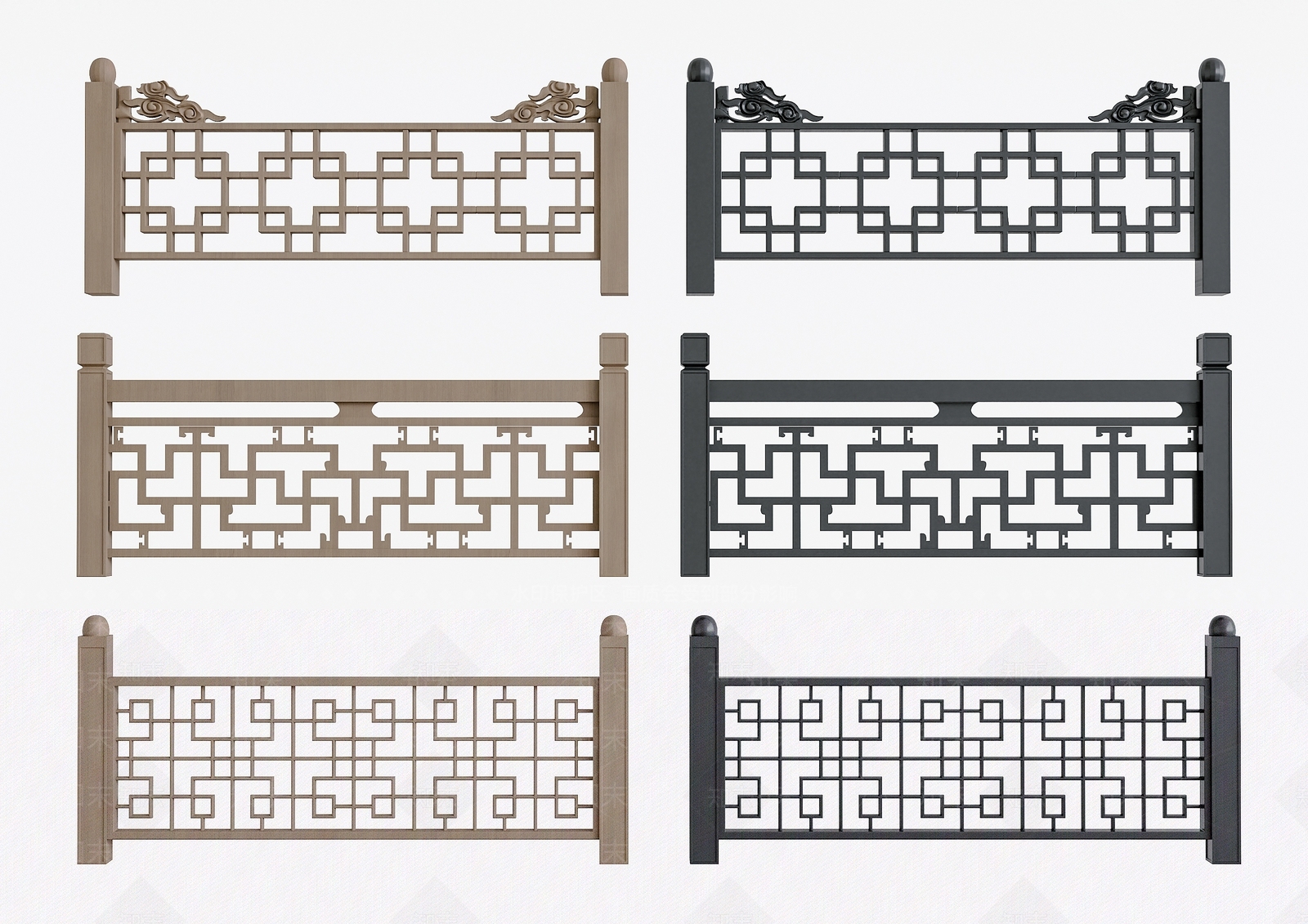 新中式木栏杆SU模型下载【ID:1140403409】