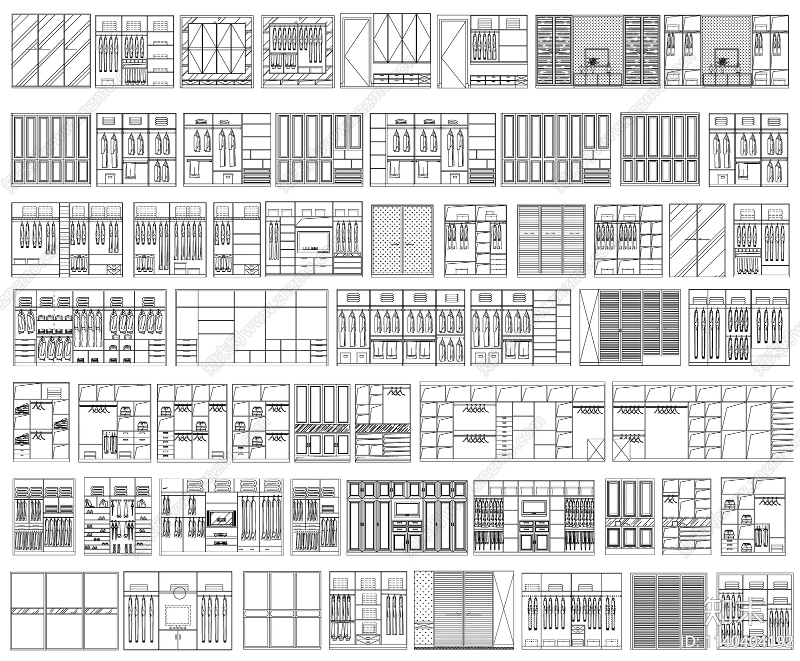 衣柜cad施工图下载【ID:1140404192】
