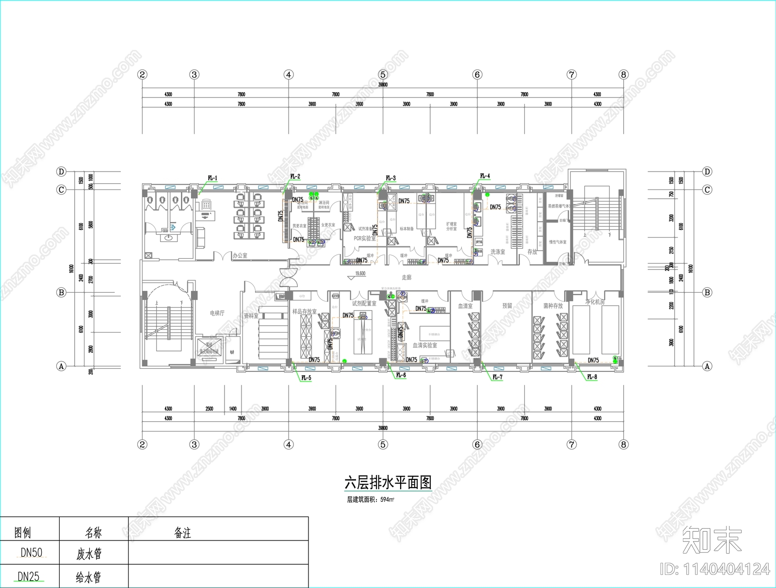 实验室给排水cad施工图下载【ID:1140404124】