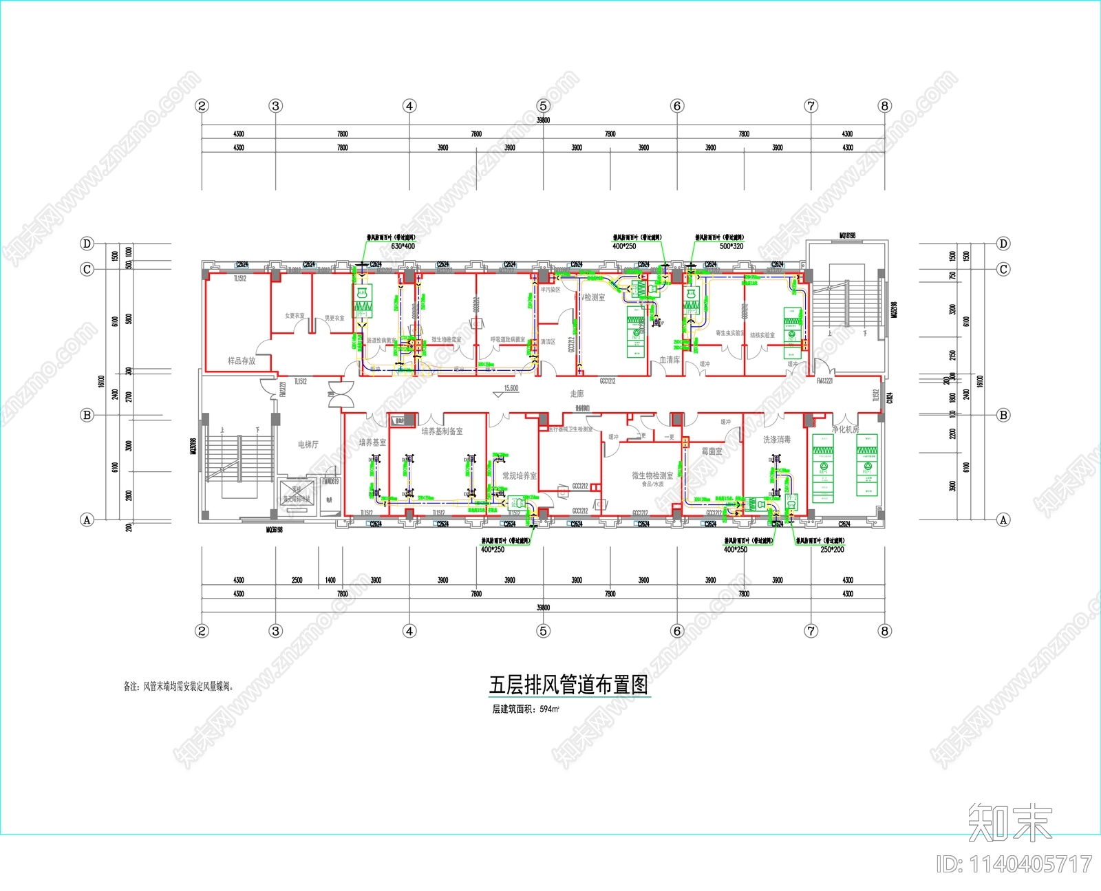 微生物实验室暖通cad施工图下载【ID:1140405717】