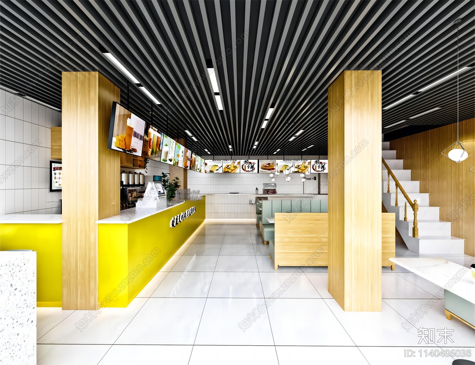 现代奶茶店3D模型下载【ID:1140406038】