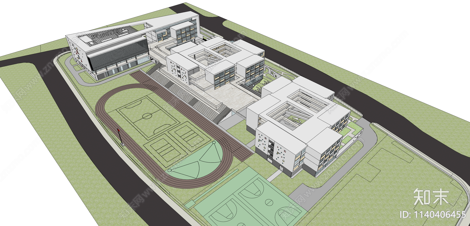 现代模块化小学设计SU模型下载【ID:1140406455】