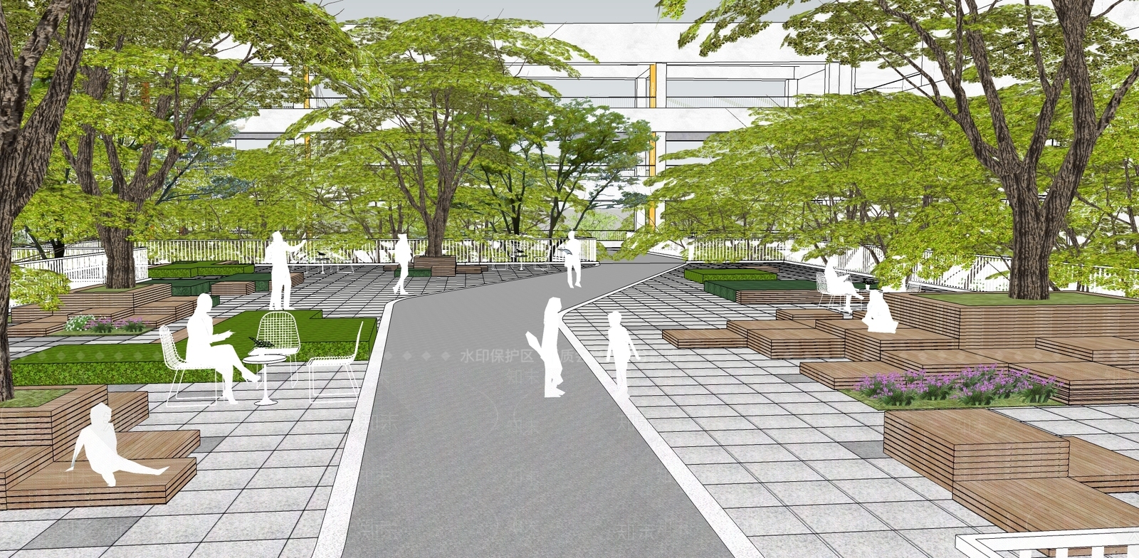 现代校园景观SU模型下载【ID:1140407034】