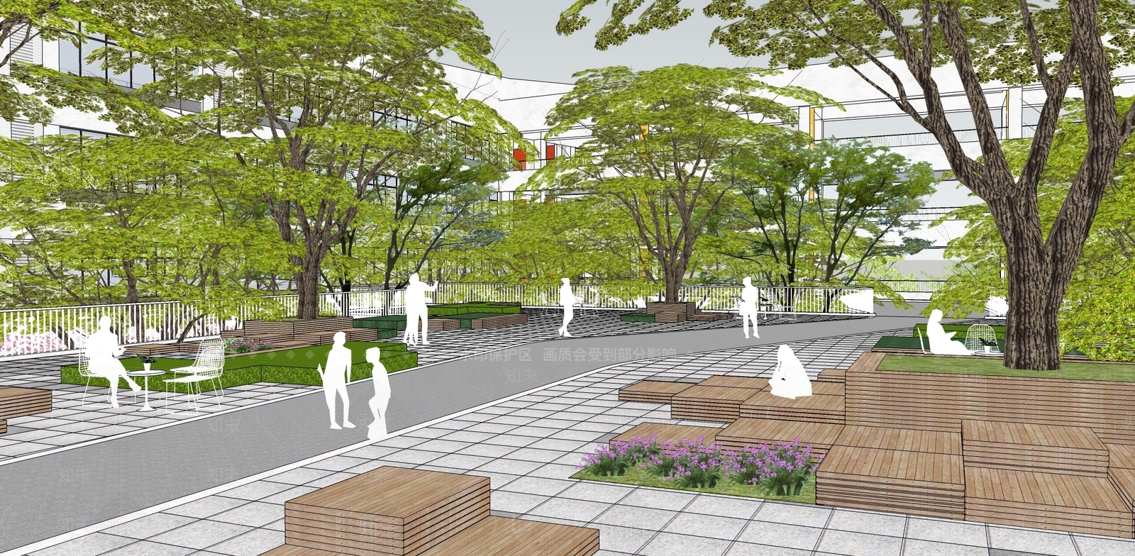 现代校园景观SU模型下载【ID:1140407034】