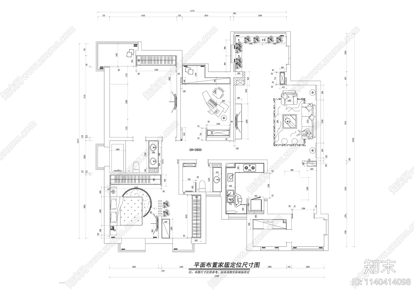 中式130平米大平层精装修cad施工图下载【ID:1140414098】
