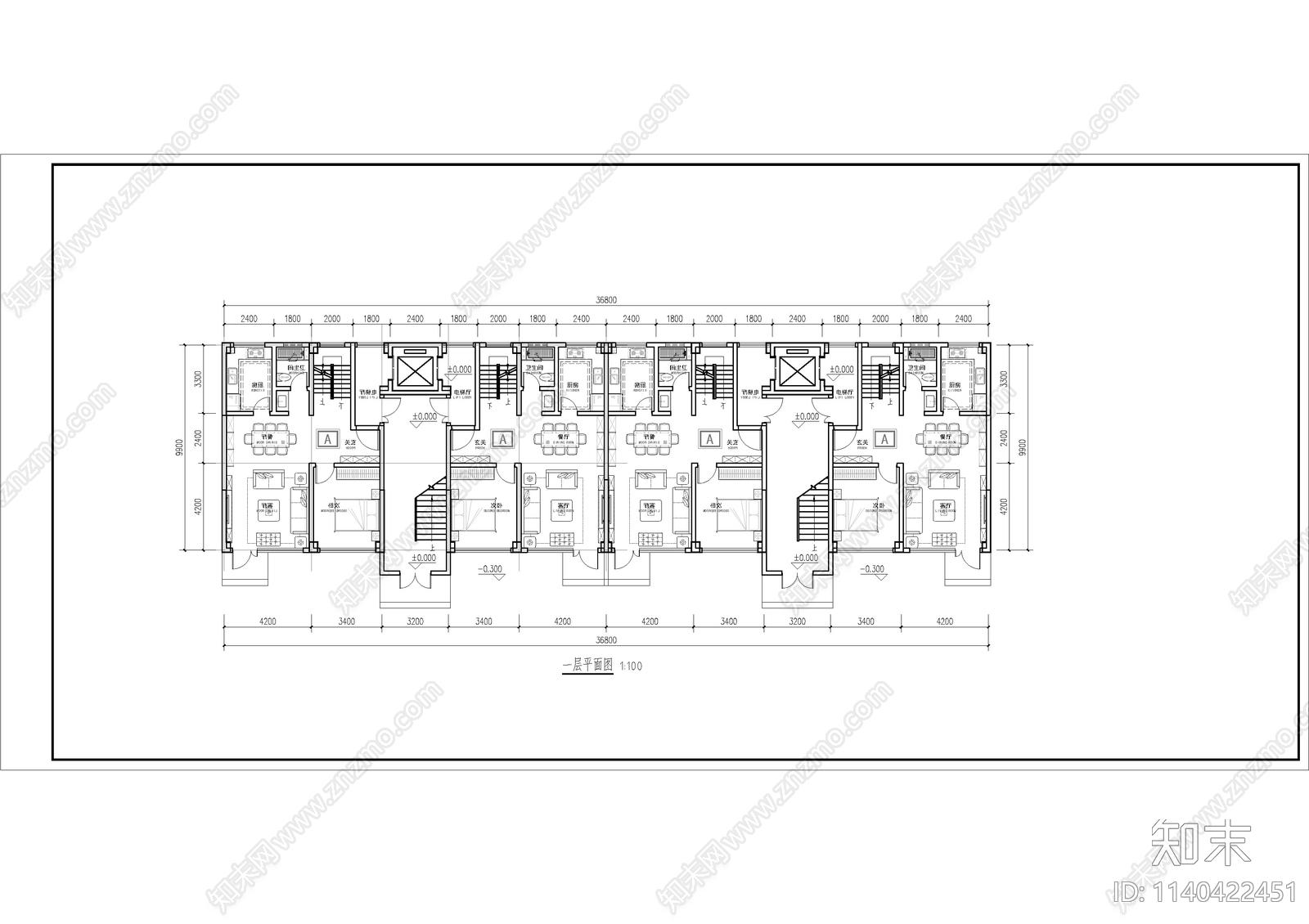 loft公寓建筑平面图施工图下载【ID:1140422451】