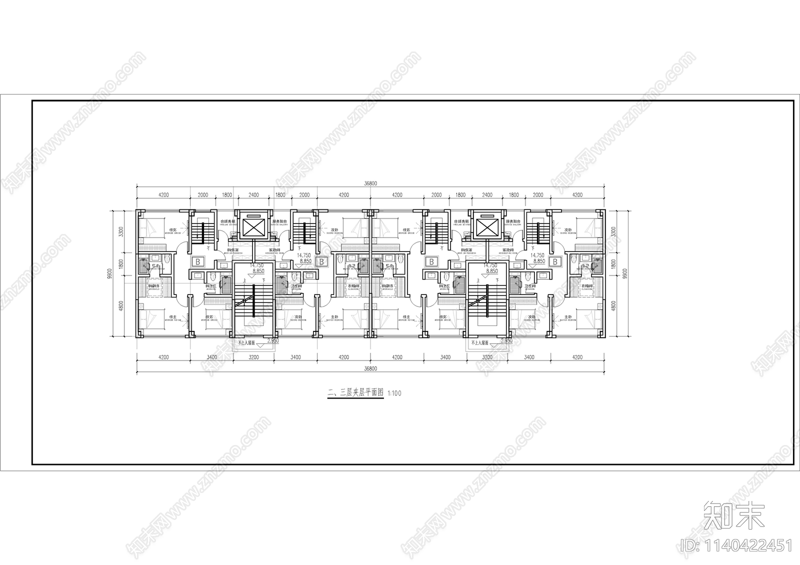 loft公寓建筑平面图施工图下载【ID:1140422451】