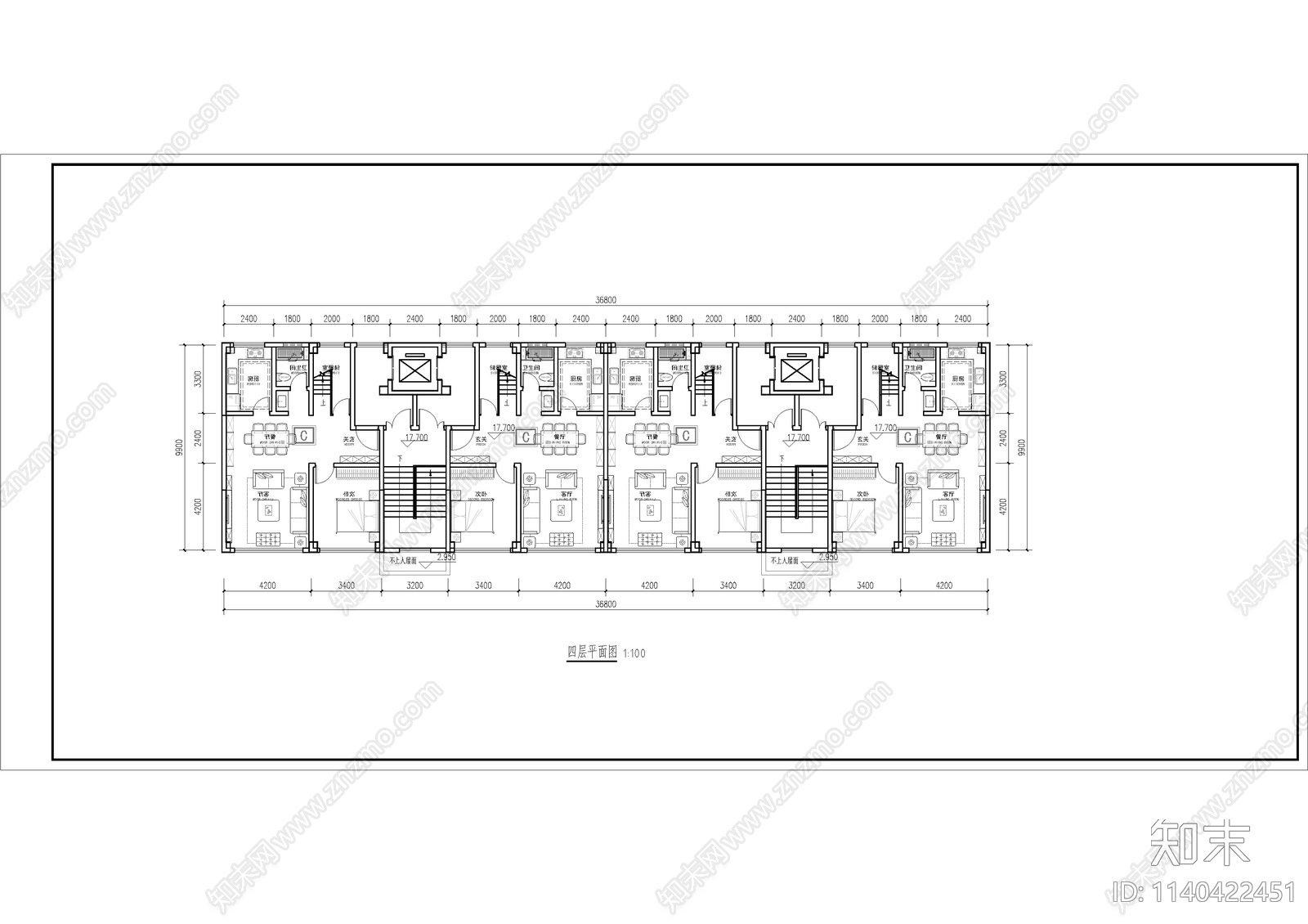 loft公寓建筑平面图施工图下载【ID:1140422451】