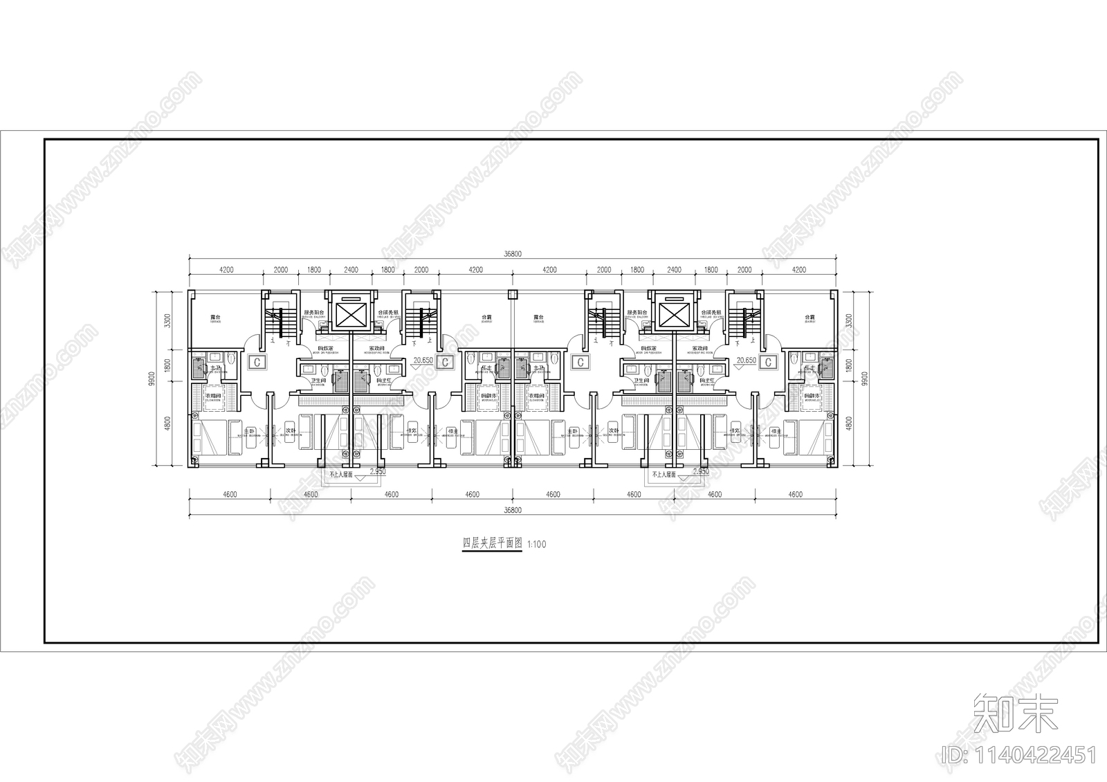 loft公寓建筑平面图施工图下载【ID:1140422451】