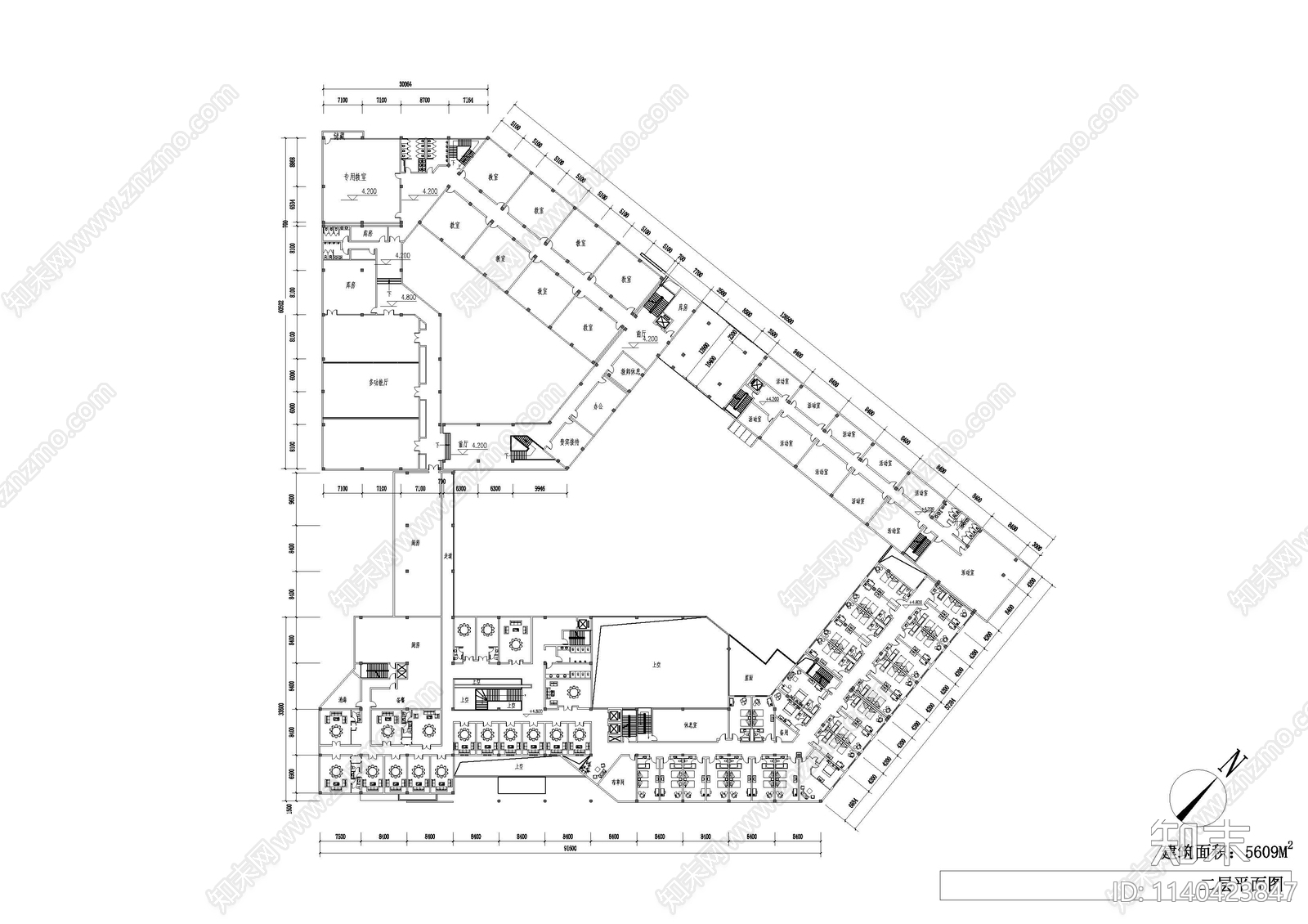 老年大学建筑cad施工图下载【ID:1140423847】