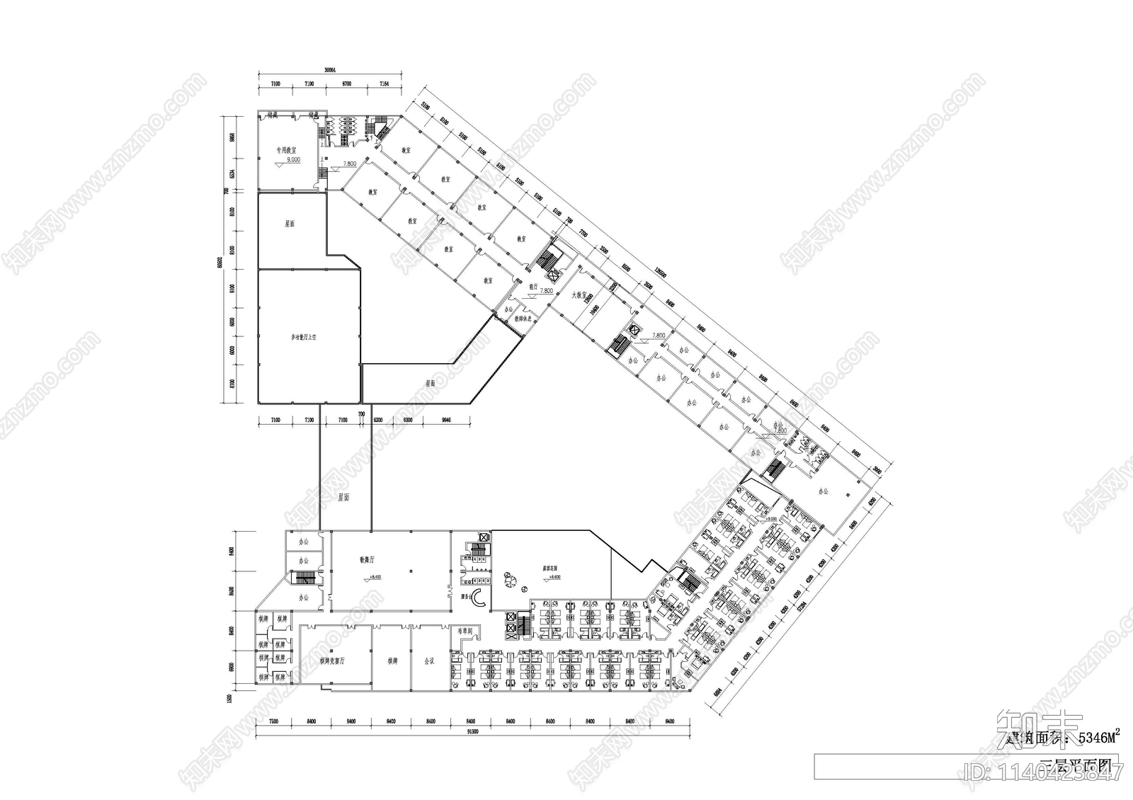 老年大学建筑cad施工图下载【ID:1140423847】
