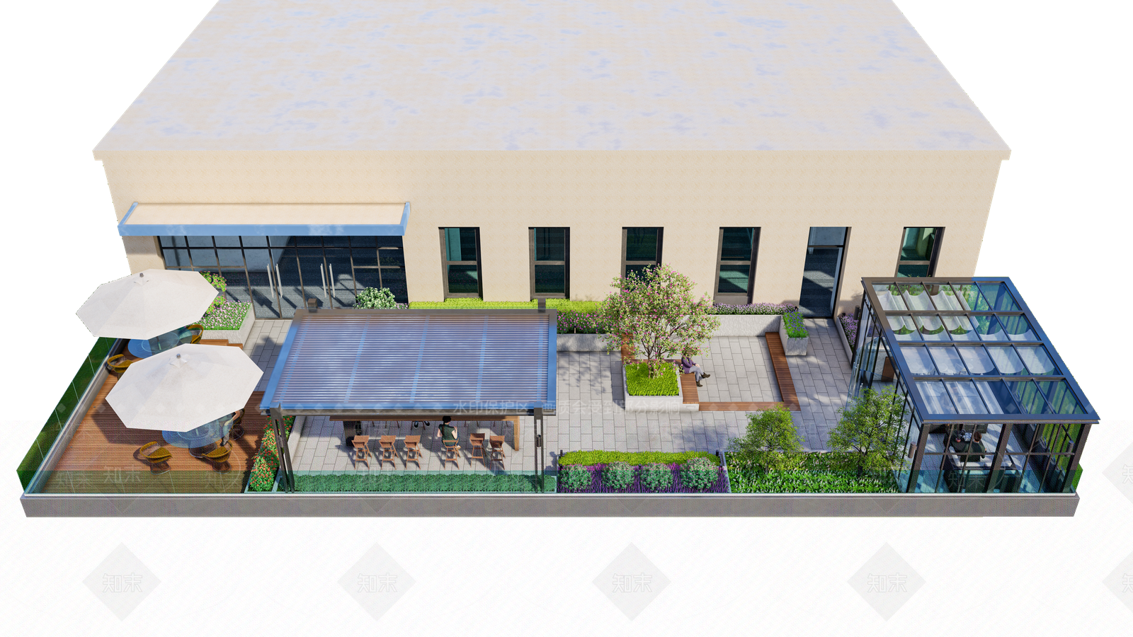 现代空中花园景观SU模型下载【ID:1140424967】