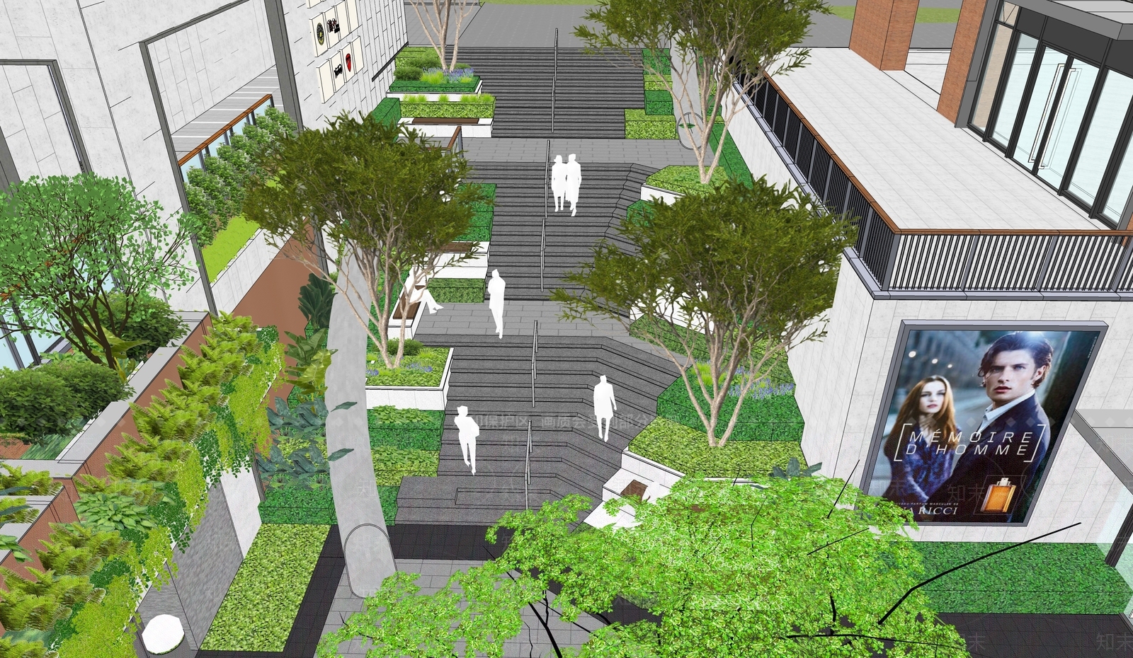 现代商业台阶景观SU模型下载【ID:1140425547】