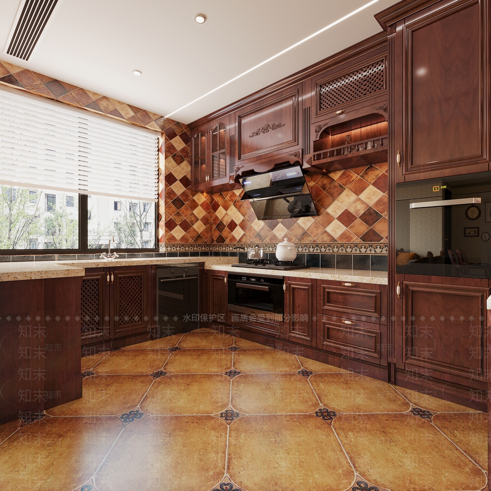 欧式古典厨房3D模型下载【ID:1140425945】