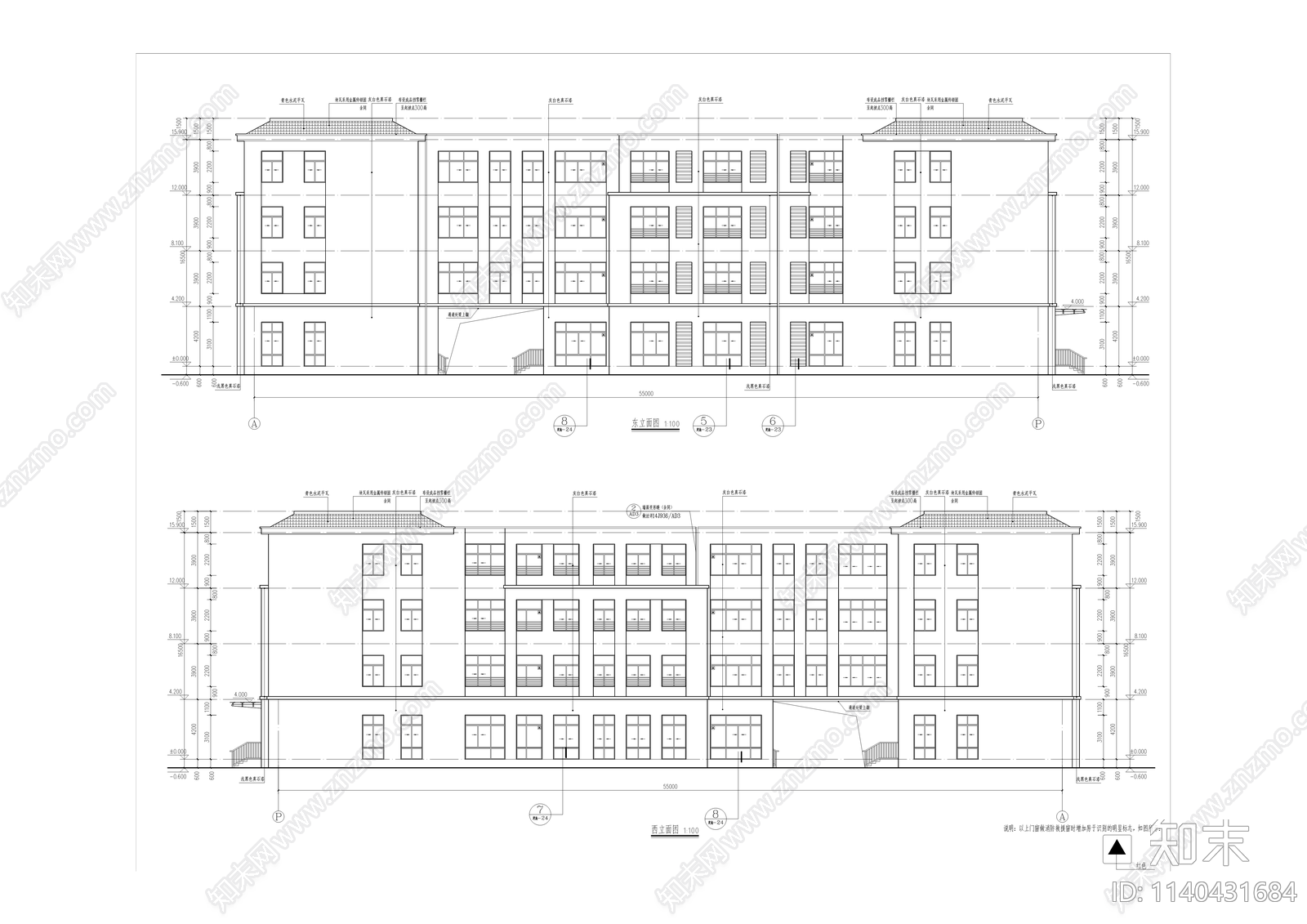 某中学建筑cad施工图下载【ID:1140431684】