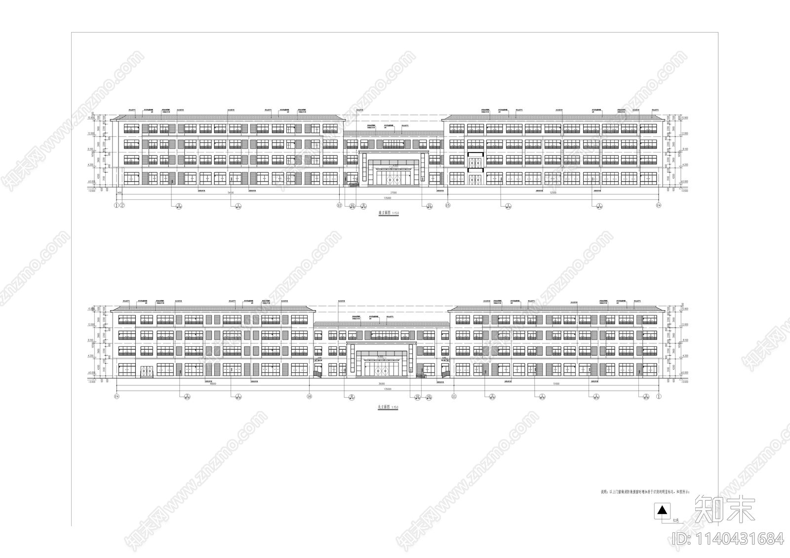 某中学建筑cad施工图下载【ID:1140431684】