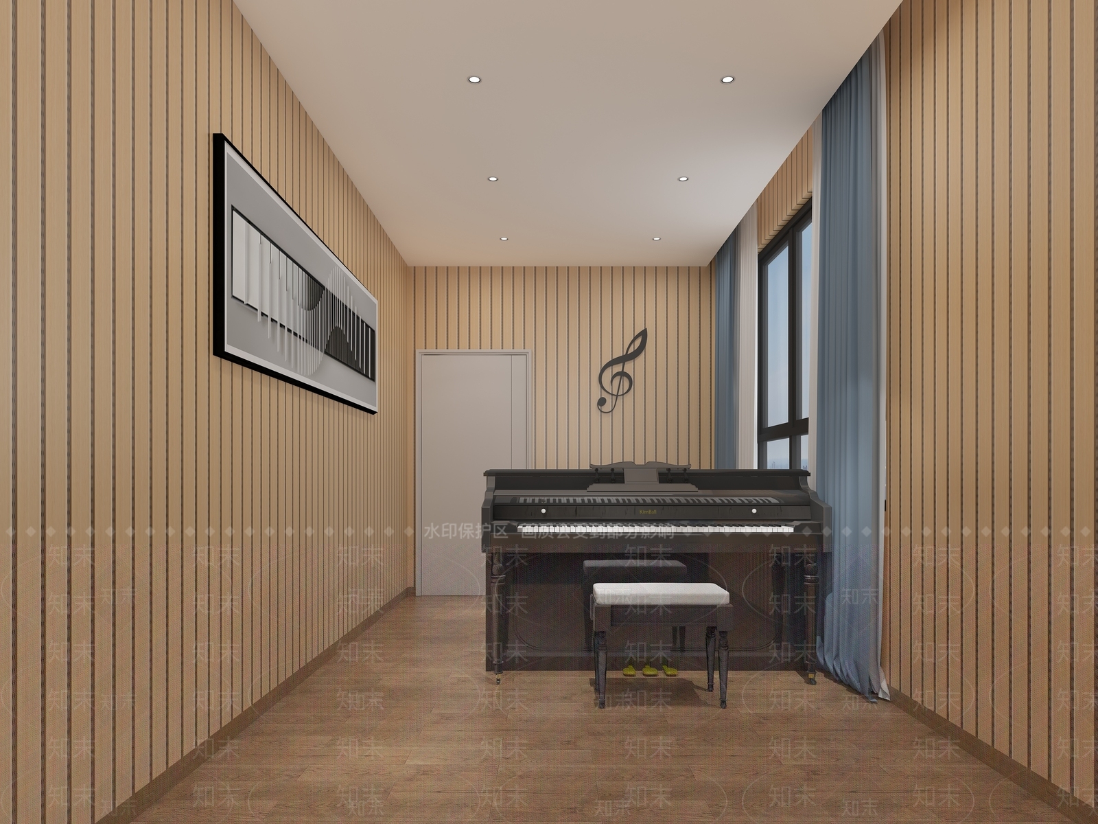 现代钢琴房3D模型下载【ID:1140432103】