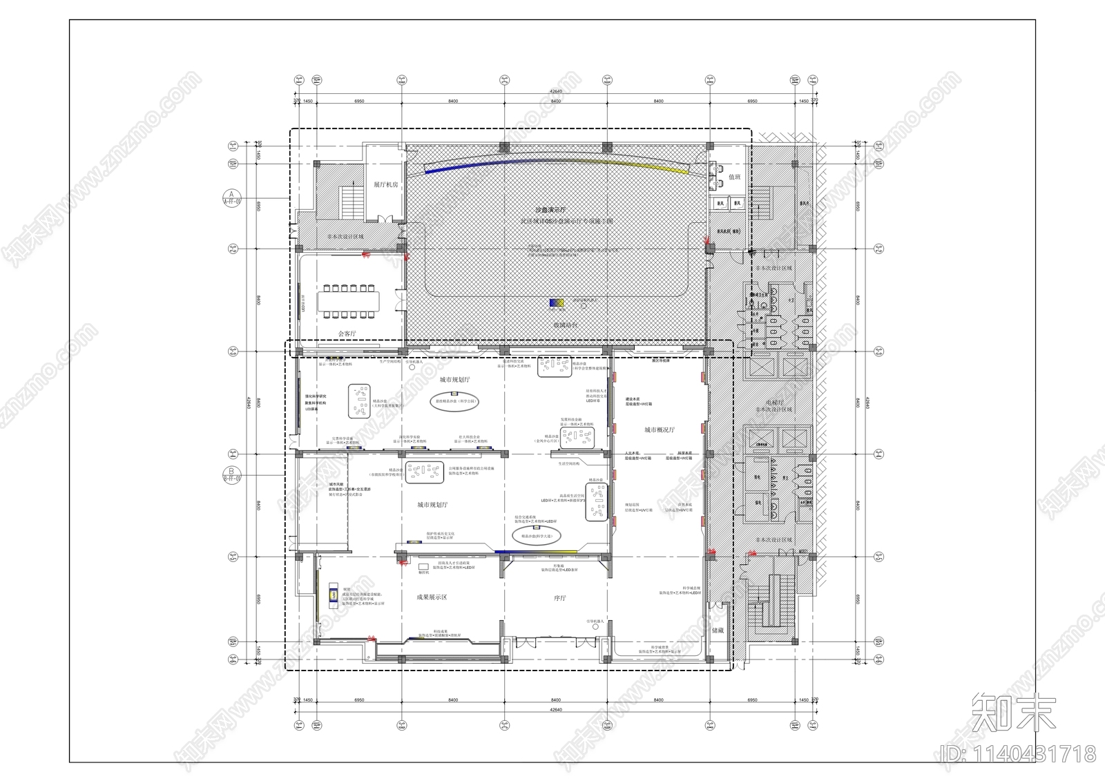 重庆科学城规划展览馆装修工程cad施工图下载【ID:1140431718】
