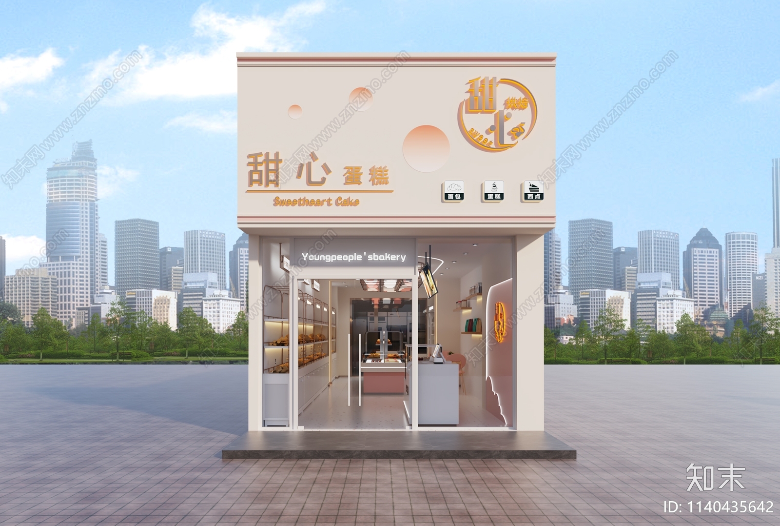 现代甜品面包店3D模型下载【ID:1140435642】