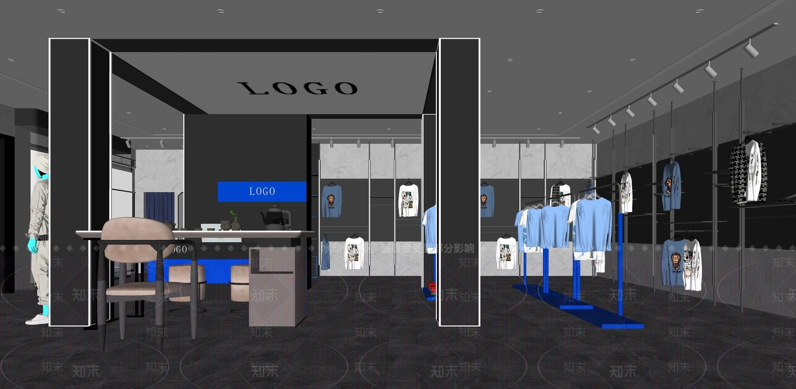 现代潮牌服装店SU模型下载【ID:1140435941】