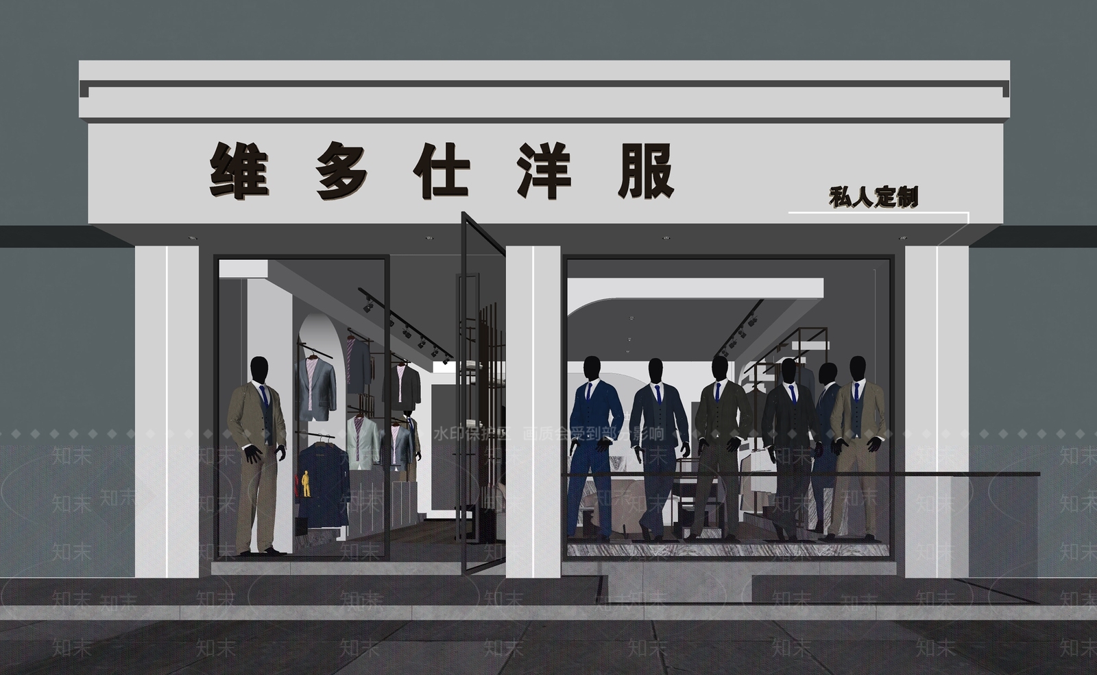 现代西服店SU模型下载【ID:1140435986】
