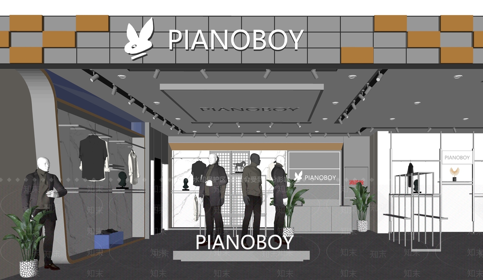 现代潮牌服装店SU模型下载【ID:1140436116】