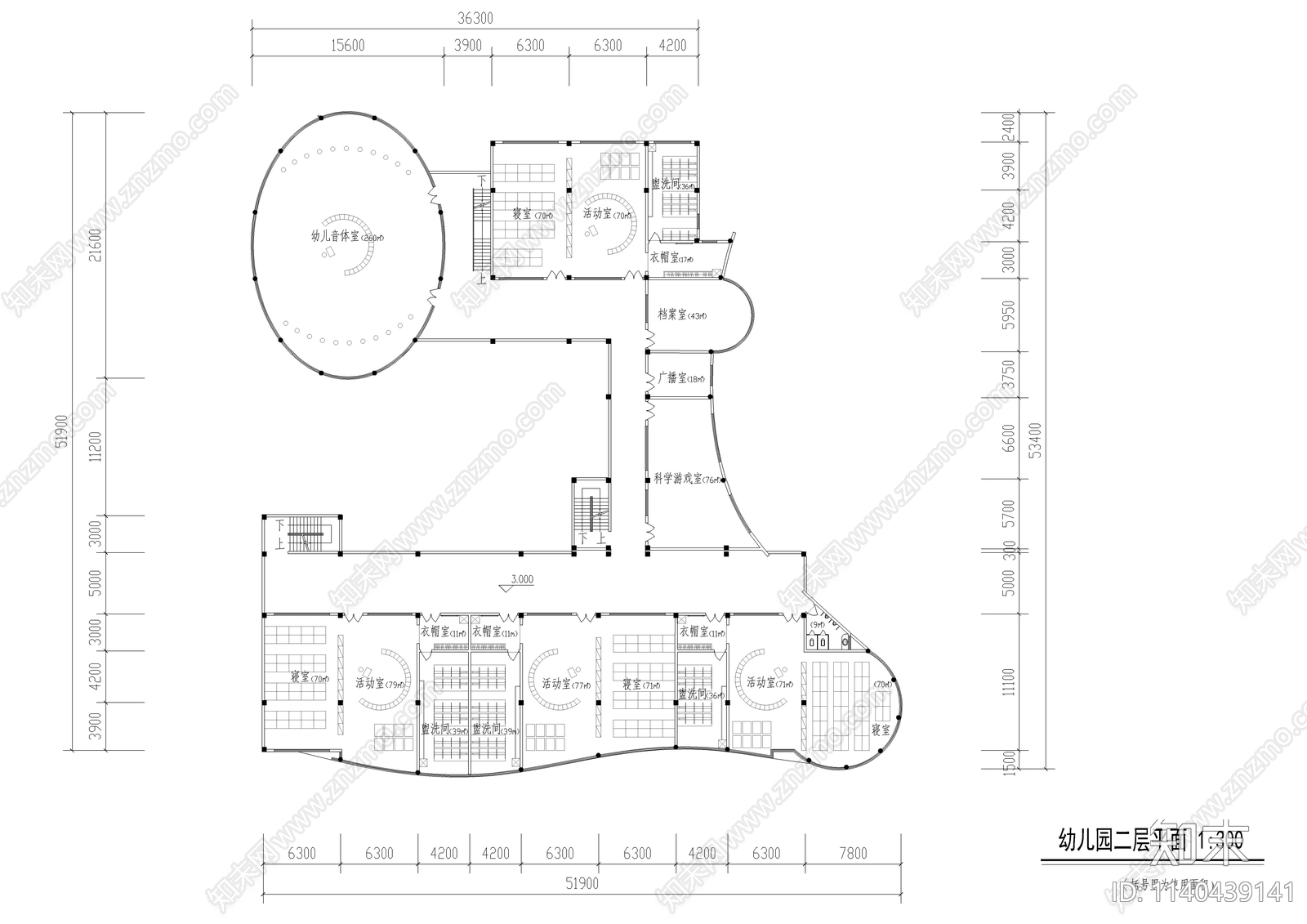 四层幼儿园建筑cad施工图下载【ID:1140439141】