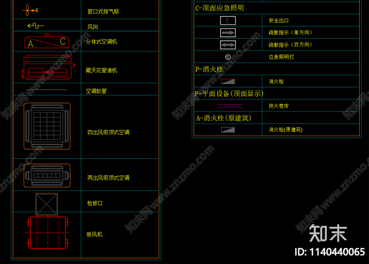 开关插座灯具图例施工图下载【ID:1140440065】