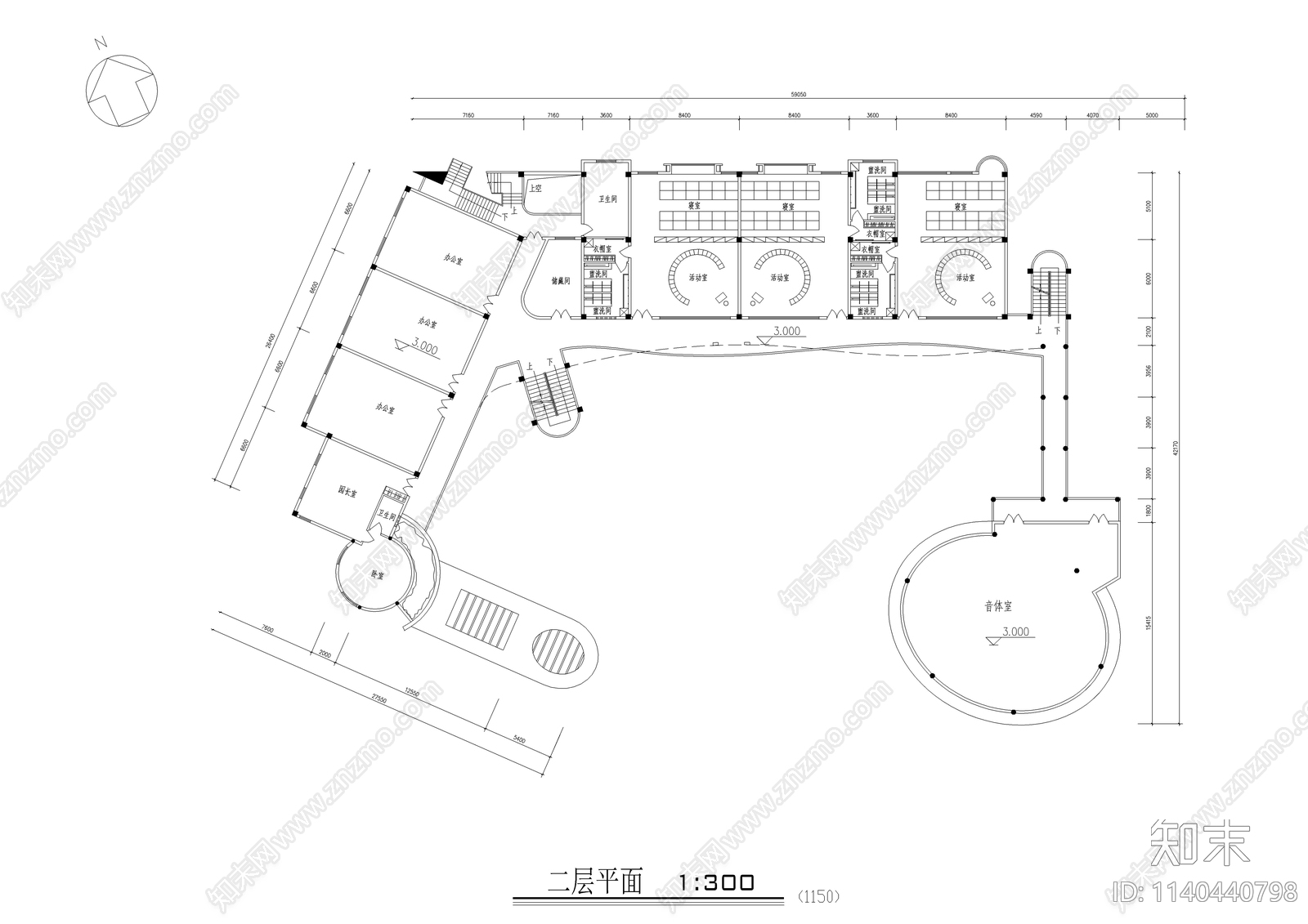 童话风四层合院幼儿园建筑cad施工图下载【ID:1140440798】