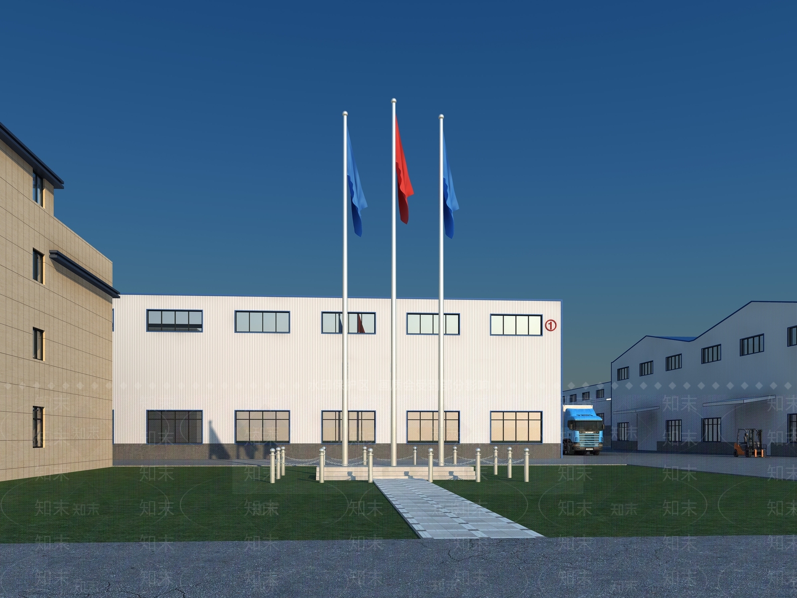 现代工业厂房3D模型下载【ID:1140444422】