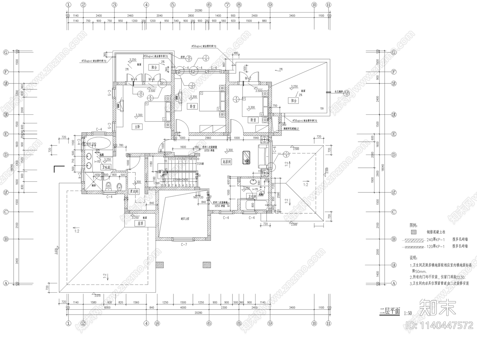 400平二层法式豪华别墅建筑cad施工图下载【ID:1140447572】