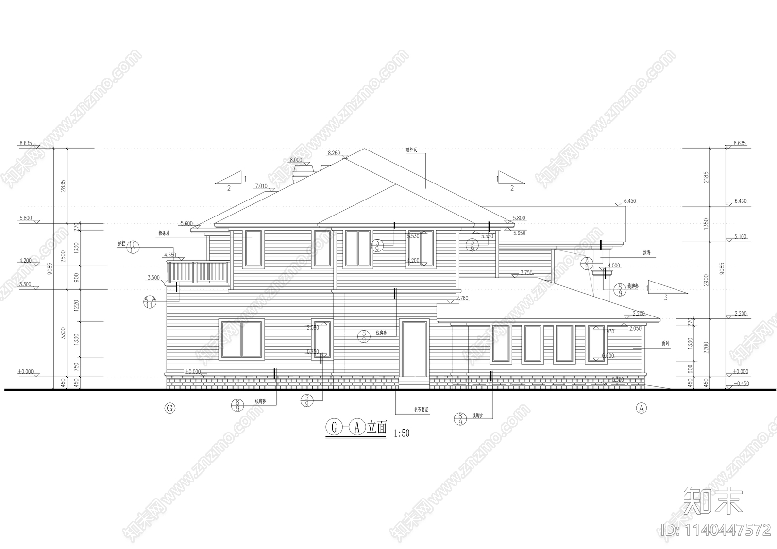 400平二层法式豪华别墅建筑cad施工图下载【ID:1140447572】