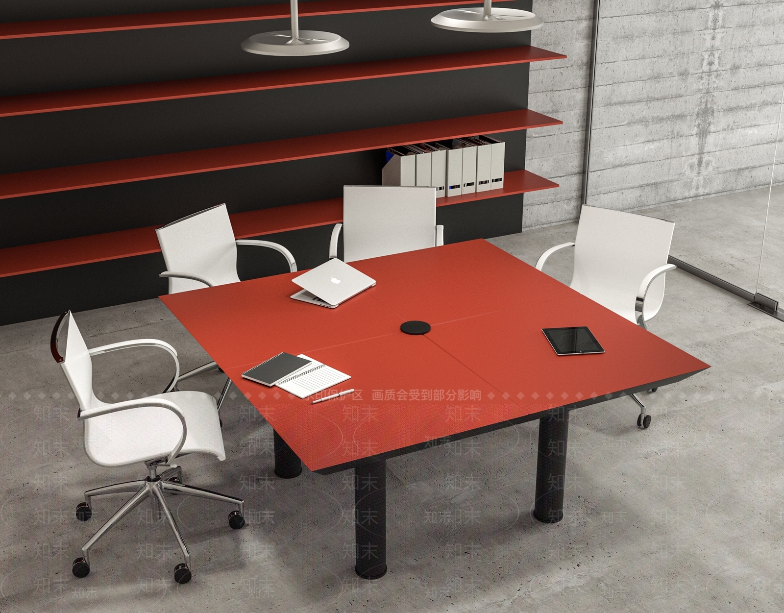 现代办公桌椅组合3D模型下载【ID:1140450490】
