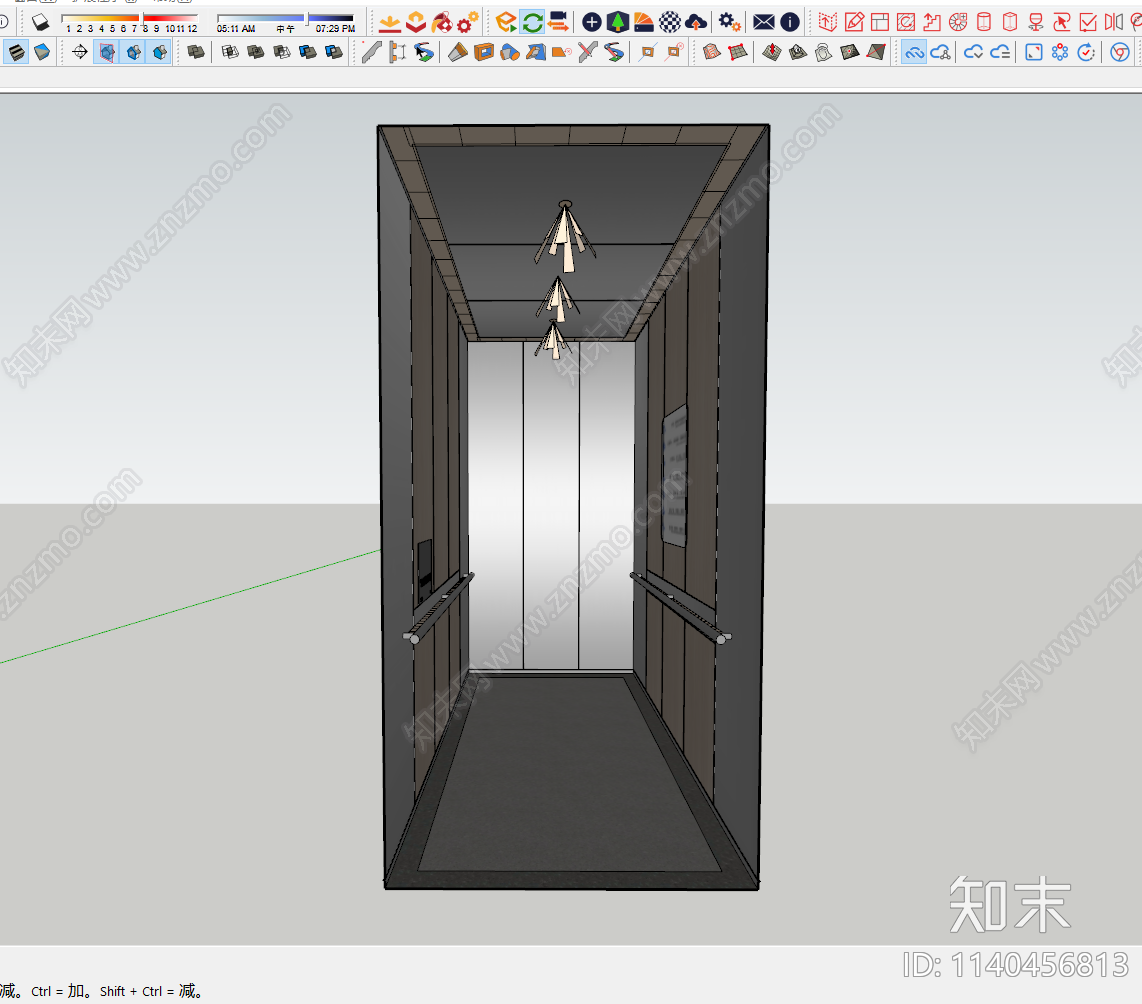 现代电梯轿厢SU模型下载【ID:1140456813】