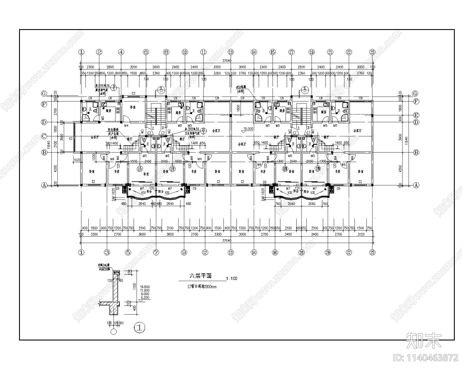 高层住宅建筑cad施工图下载【ID:1140463872】