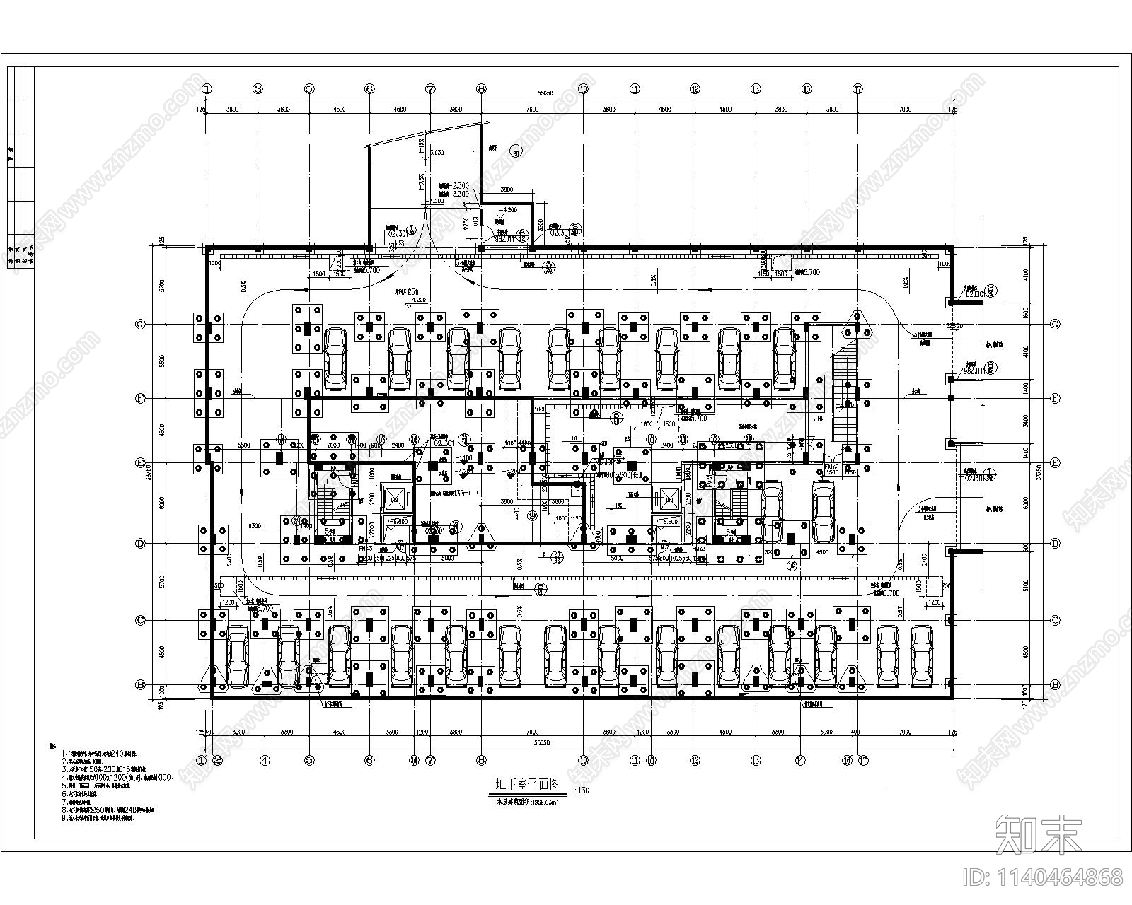 高层住宅建筑cad施工图下载【ID:1140464868】