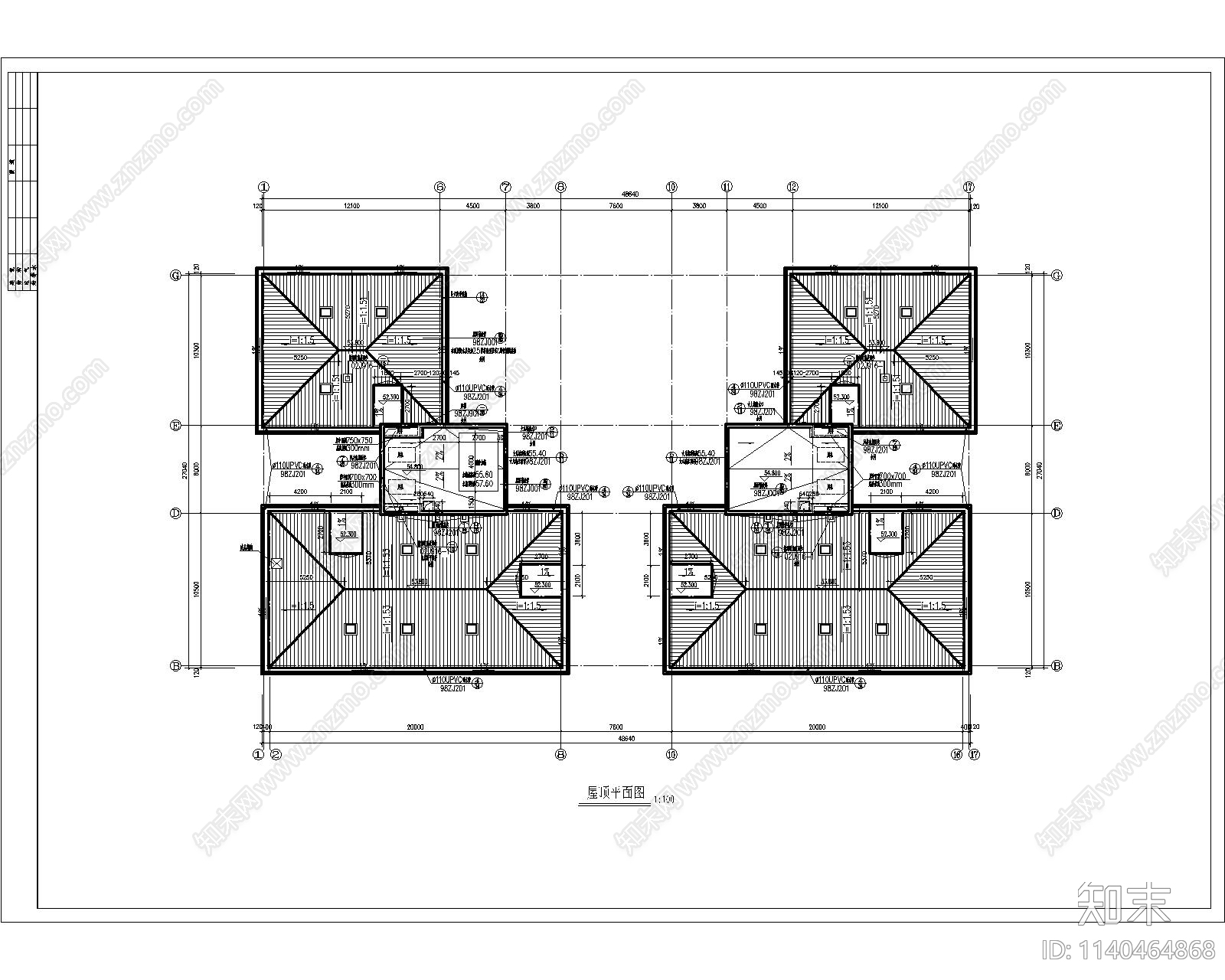 高层住宅建筑cad施工图下载【ID:1140464868】