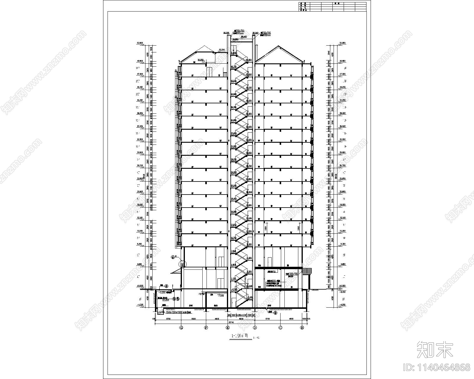 高层住宅建筑cad施工图下载【ID:1140464868】