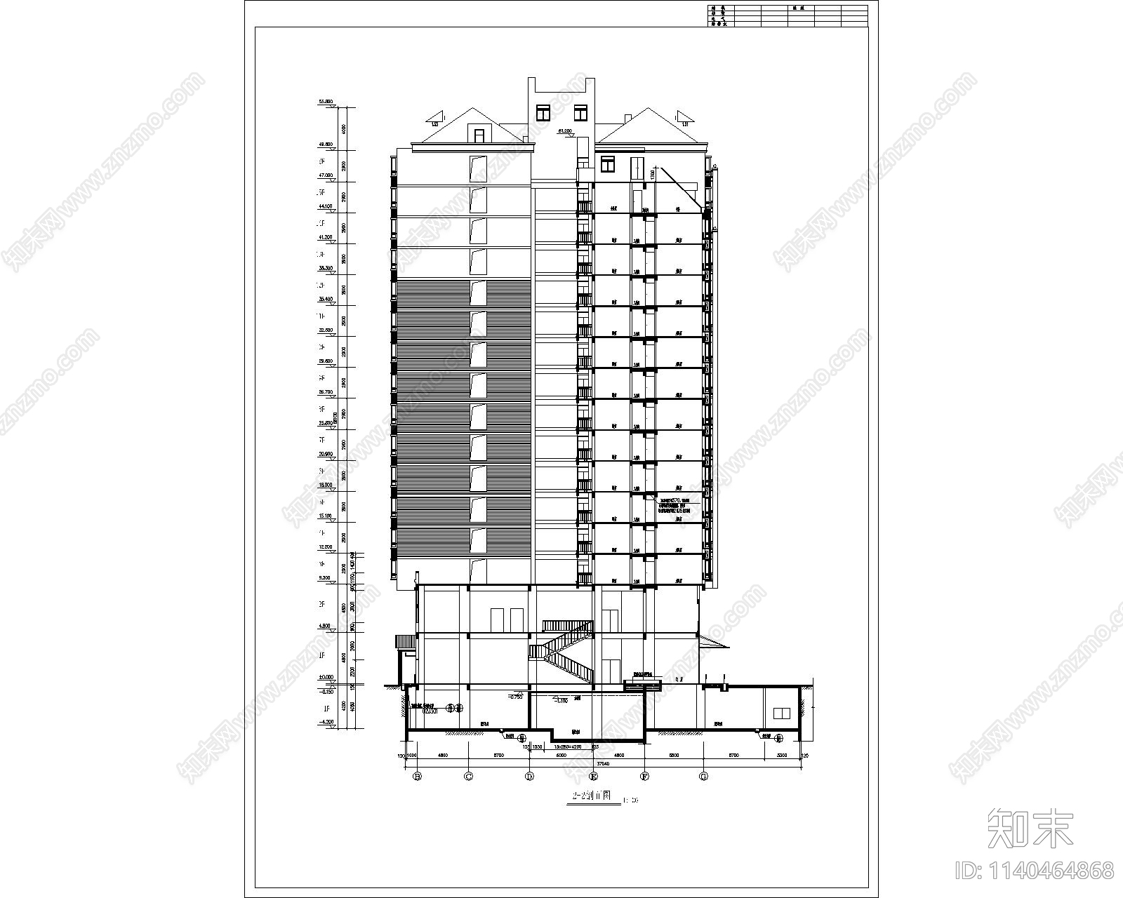 高层住宅建筑cad施工图下载【ID:1140464868】