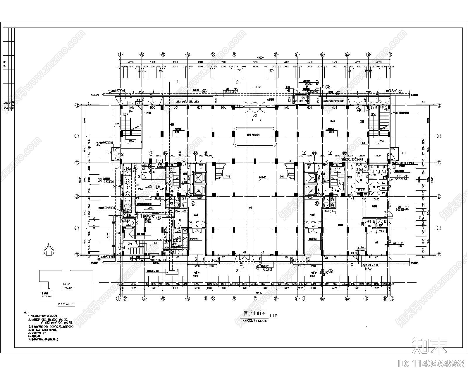 高层住宅建筑cad施工图下载【ID:1140464868】