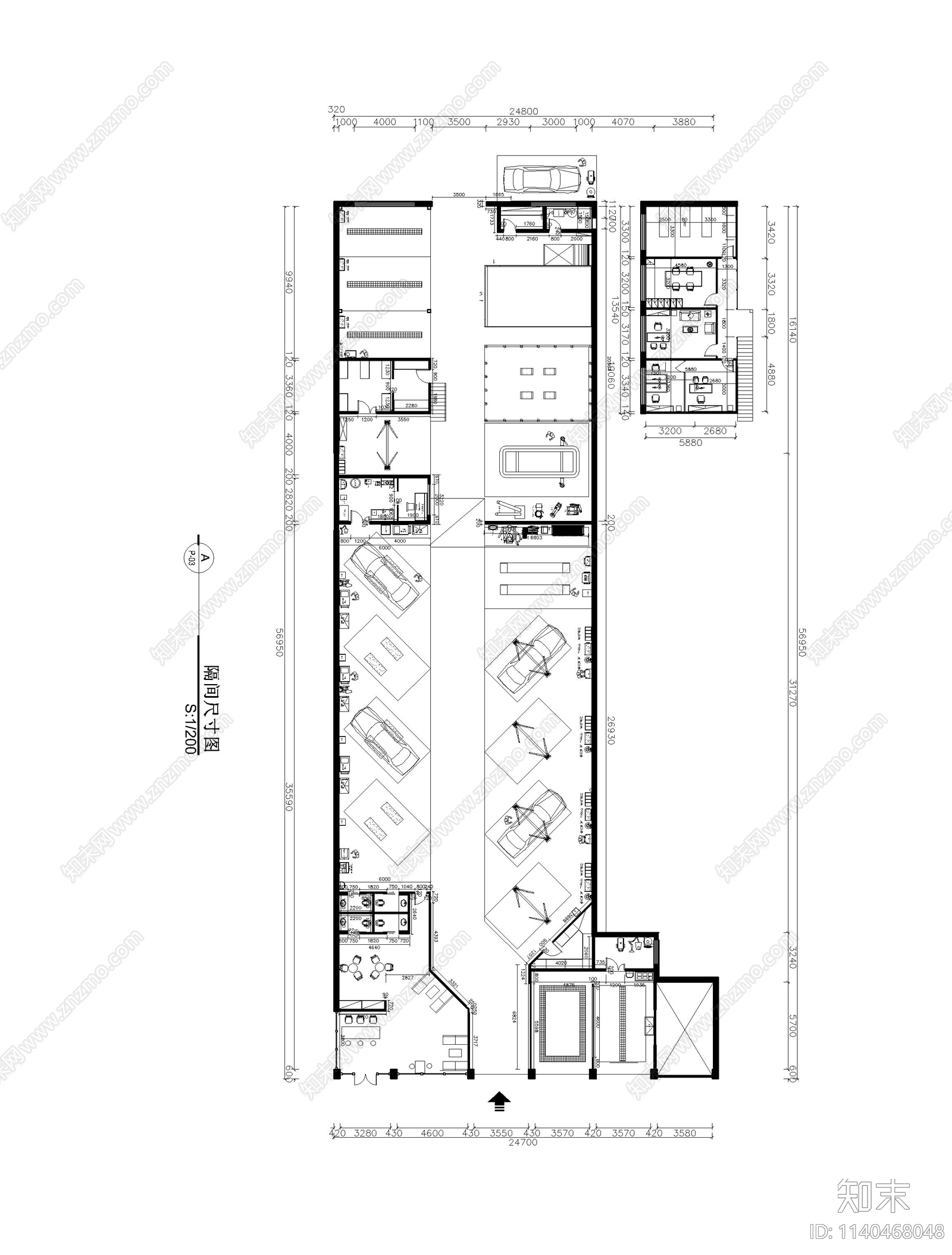 大型汽车维修美容洗车店施工图下载【ID:1140468048】