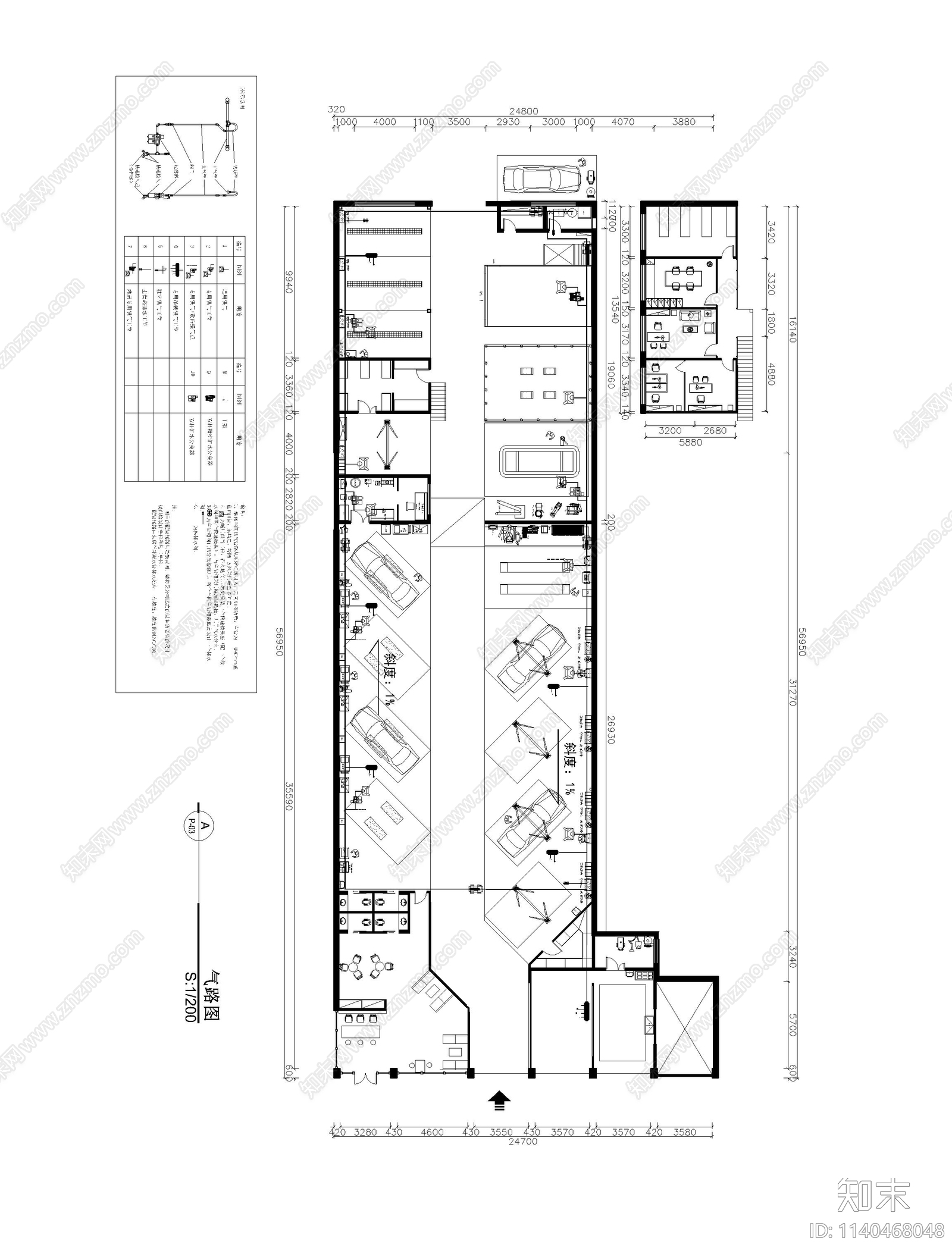 大型汽车维修美容洗车店施工图下载【ID:1140468048】