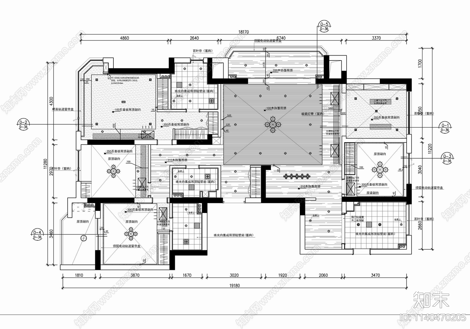 180㎡四居室家装大平层cad施工图下载【ID:1140470205】