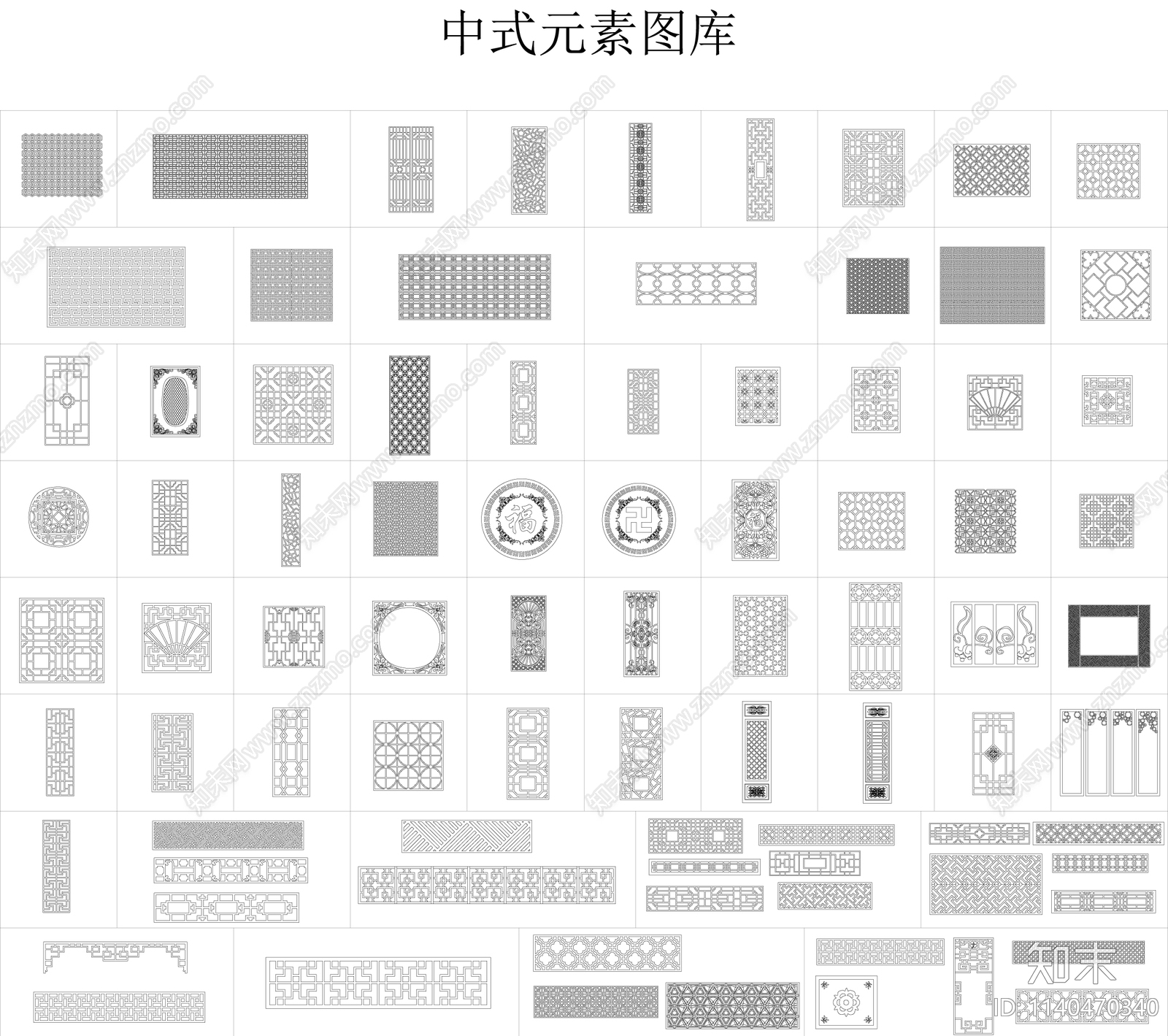 中式线条cad施工图下载【ID:1140470340】